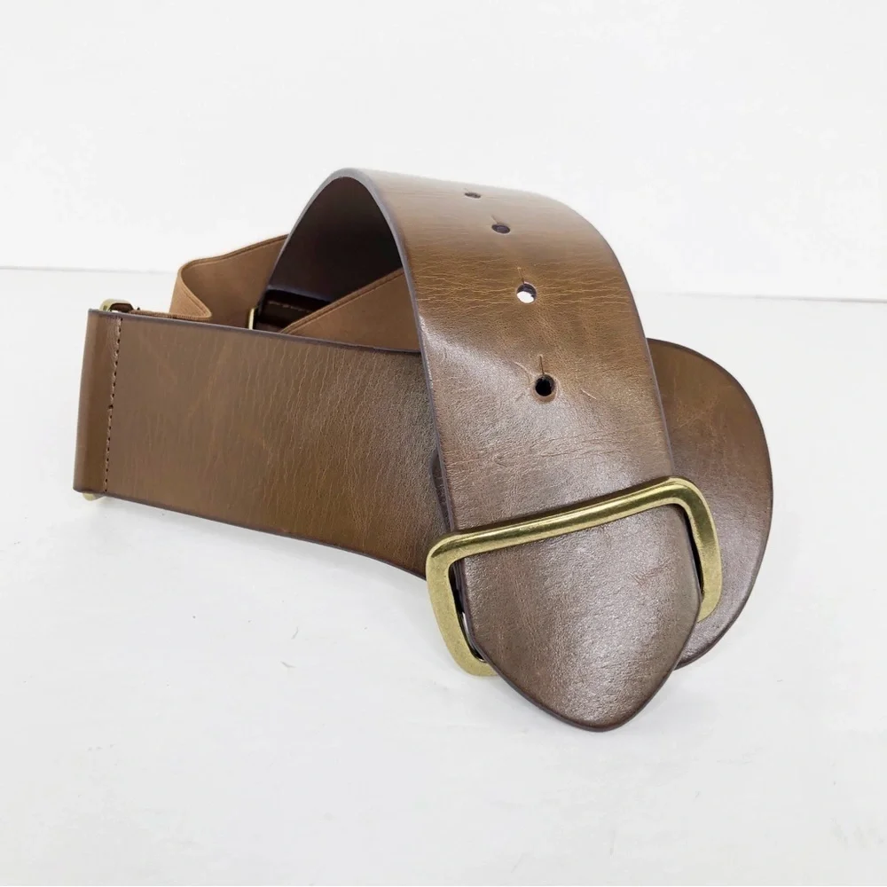 Steven by Steve Madden, brown leather stretch belt